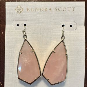 Kendra Scott Carla Drop Earrings Rose Quartz * EUC
